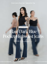 NIKI X MALVAVA Flare Dark Blue Pocket Highwaist Jeans
