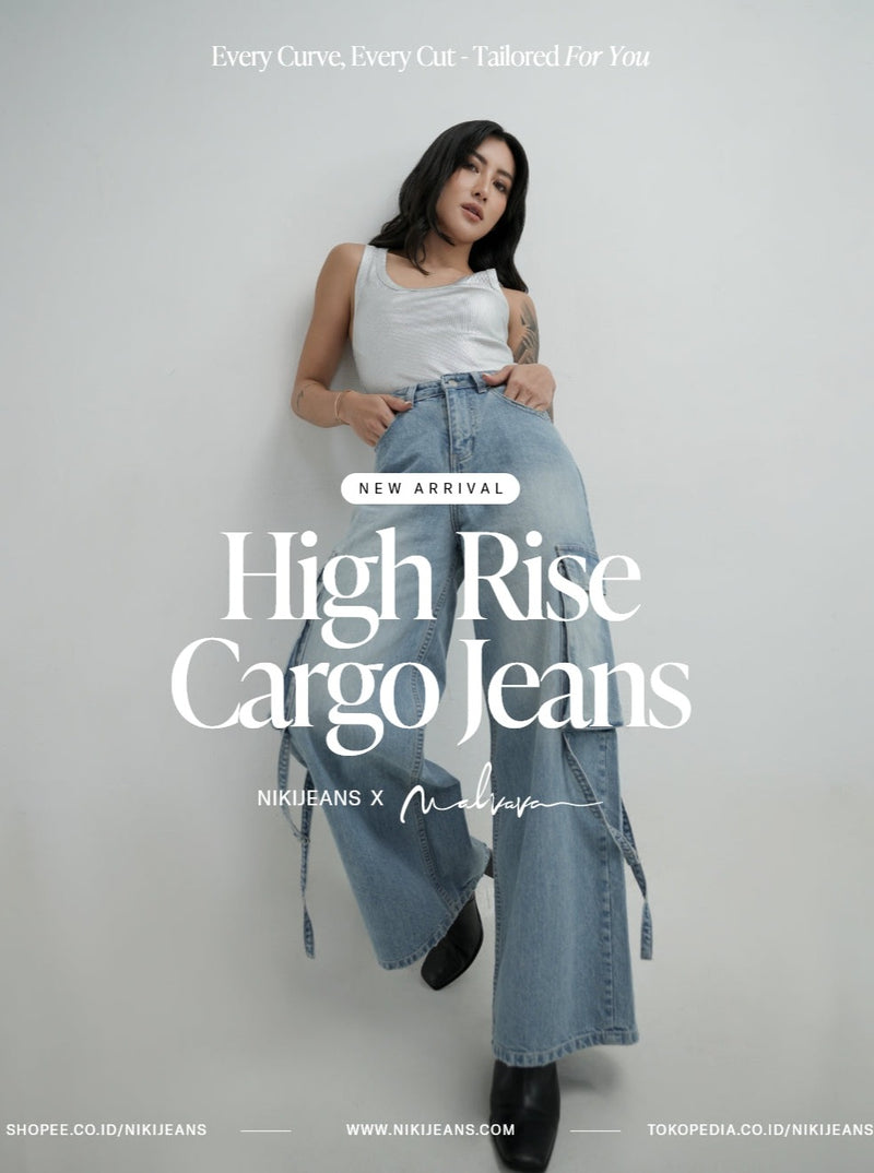 NIKI X MALVAVA High Rise Cargo Jeans