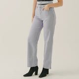 Ellie Double Waist Straight Jeans Purple