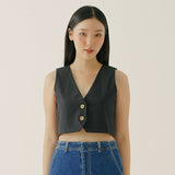 Linen Vest Black