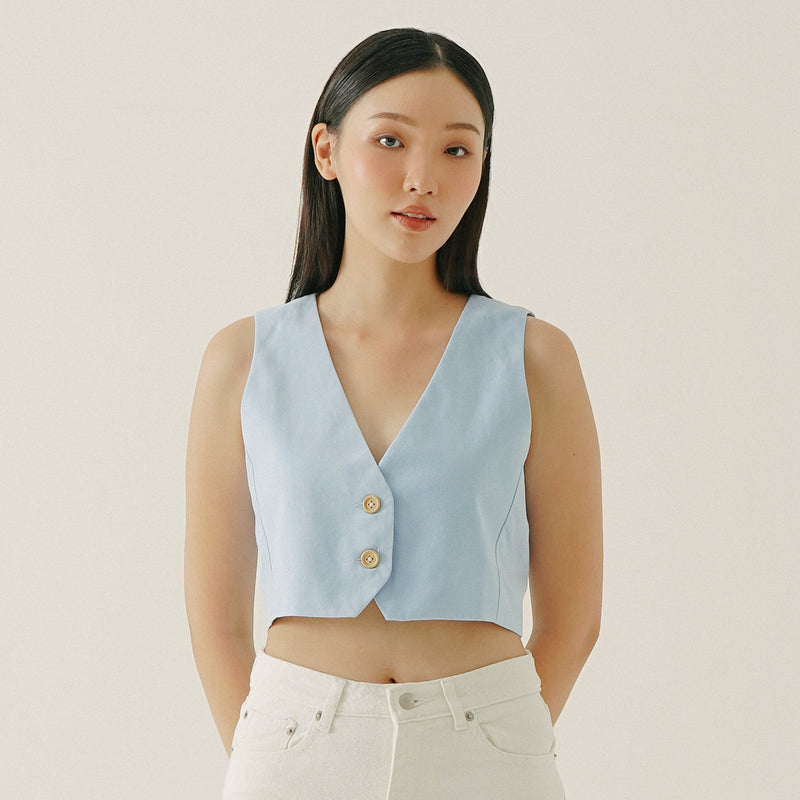 Linen Vest Blue