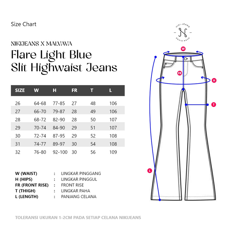 NIKi X MALVAVA Flare Light Blue Slit Highwaist Jeans